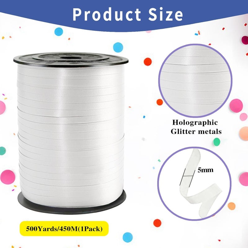 WFAUIBR 500 Yard Premium White Curling Ribbon for Gift Wrapping, Balloon Ribbon,Party Birthday Wedding Decoration,Art Crafts,Florist Flowe ﻿ - Image 2